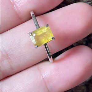 NWT Natural Yellow Sapphire 8X6mm in 925 Sterling Silver Ring Size 9.5